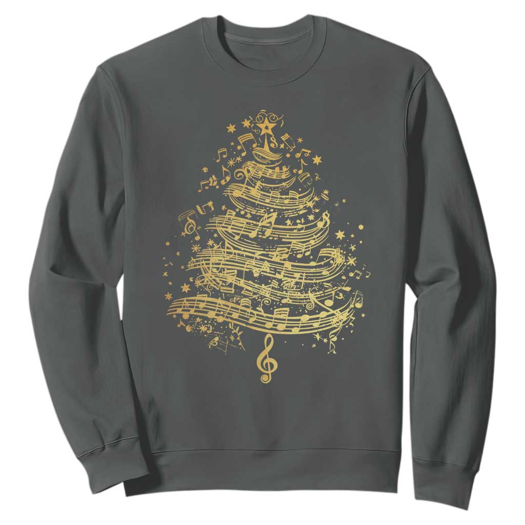 Music Christmas Tree Sweatshirt Musician Music Lover Gift TS10 Dark Heather Print Your Wear