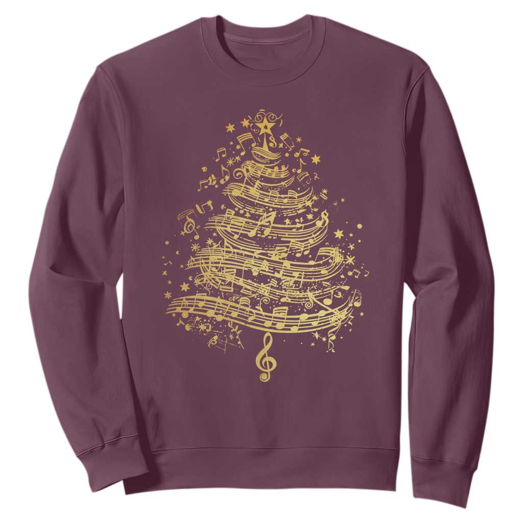 Music Christmas Tree Sweatshirt Musician Music Lover Gift TS10 Maroon Print Your Wear