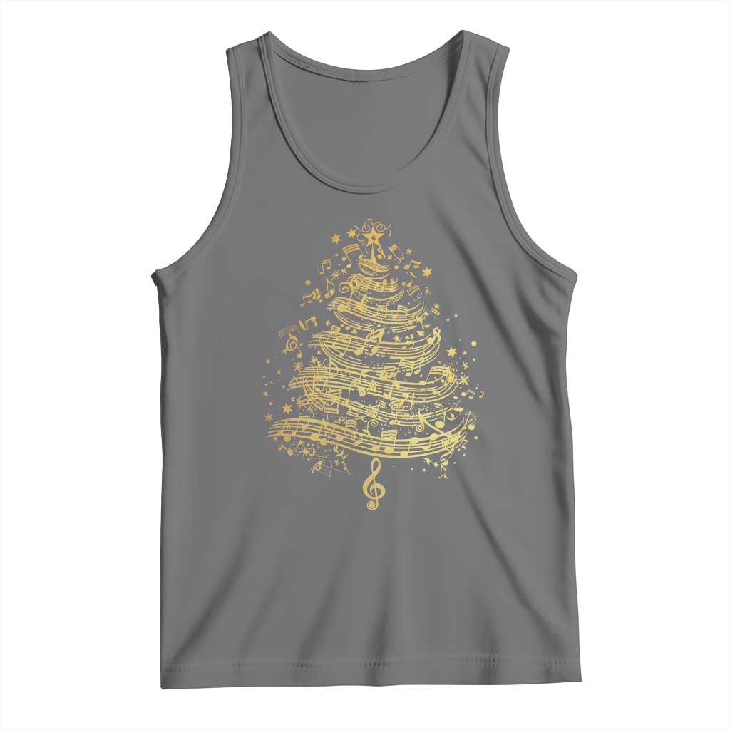 Music Christmas Tree Tank Top Musician Music Lover Gift TS10 Black Heather Print Your Wear