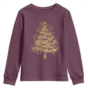 Music Christmas Tree Youth Sweatshirt Musician Music Lover Gift TS10 Maroon Print Your Wear