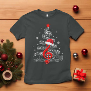 Christmas Tree Music T Shirt Musician Music Lover Gift TS10 Dark Heather Print Your Wear