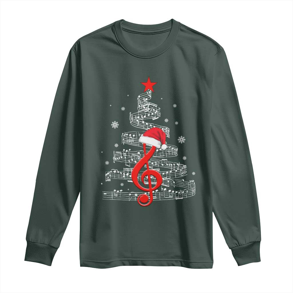 Christmas Tree Music Long Sleeve Shirt Musician Music Lover Gift TS10 Dark Forest Green Print Your Wear