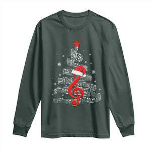 Christmas Tree Music Long Sleeve Shirt Musician Music Lover Gift TS10 Dark Forest Green Print Your Wear