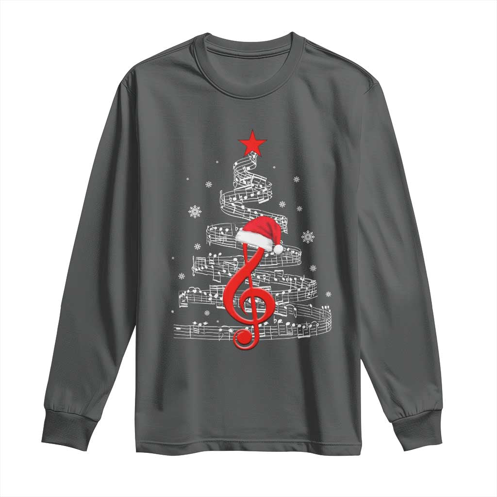 Christmas Tree Music Long Sleeve Shirt Musician Music Lover Gift TS10 Dark Heather Print Your Wear