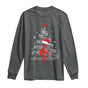 Christmas Tree Music Long Sleeve Shirt Musician Music Lover Gift TS10 Dark Heather Print Your Wear
