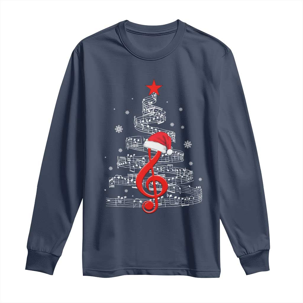 Christmas Tree Music Long Sleeve Shirt Musician Music Lover Gift TS10 Navy Print Your Wear