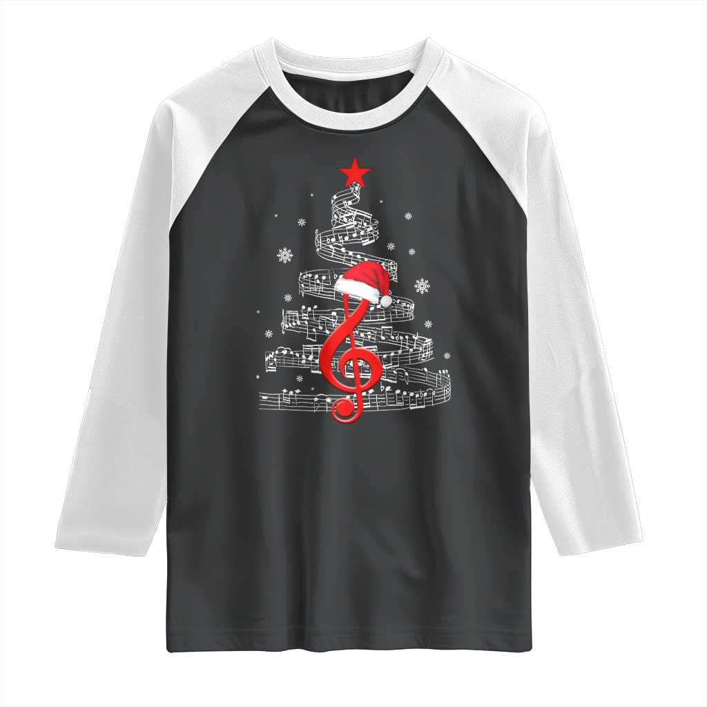 Christmas Tree Music Raglan Shirt Musician Music Lover Gift TS10 Black White Print Your Wear