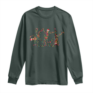 Subtle FDT Christmas Skeleton Long Sleeve Shirt Hidden Message Funny Political Satire Dancing Skeletons TS10 Dark Forest Green Print Your Wear
