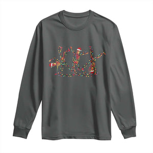 Subtle FDT Christmas Skeleton Long Sleeve Shirt Hidden Message Funny Political Satire Dancing Skeletons TS10 Dark Heather Print Your Wear