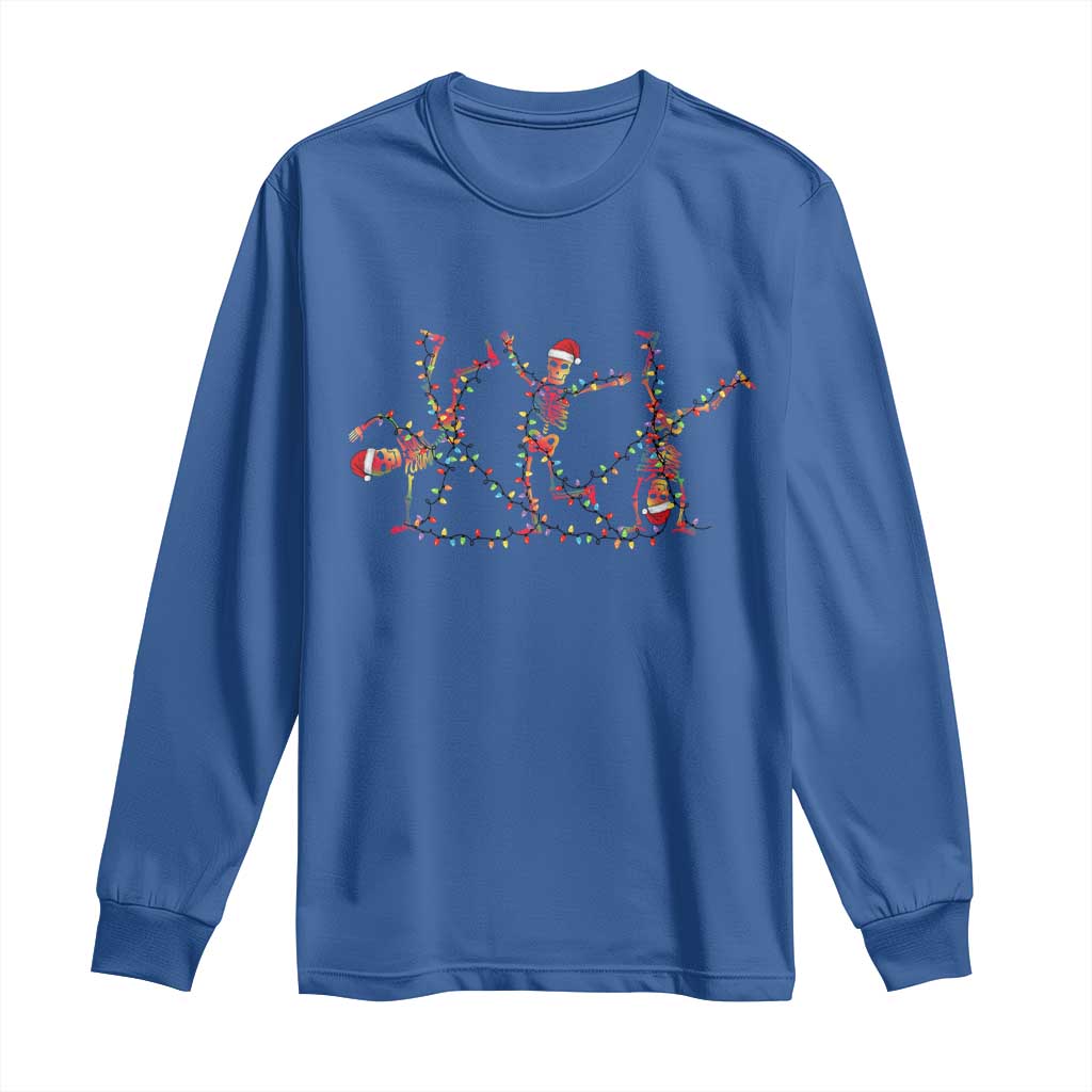 Subtle FDT Christmas Skeleton Long Sleeve Shirt Hidden Message Funny Political Satire Dancing Skeletons TS10 Royal Blue Print Your Wear