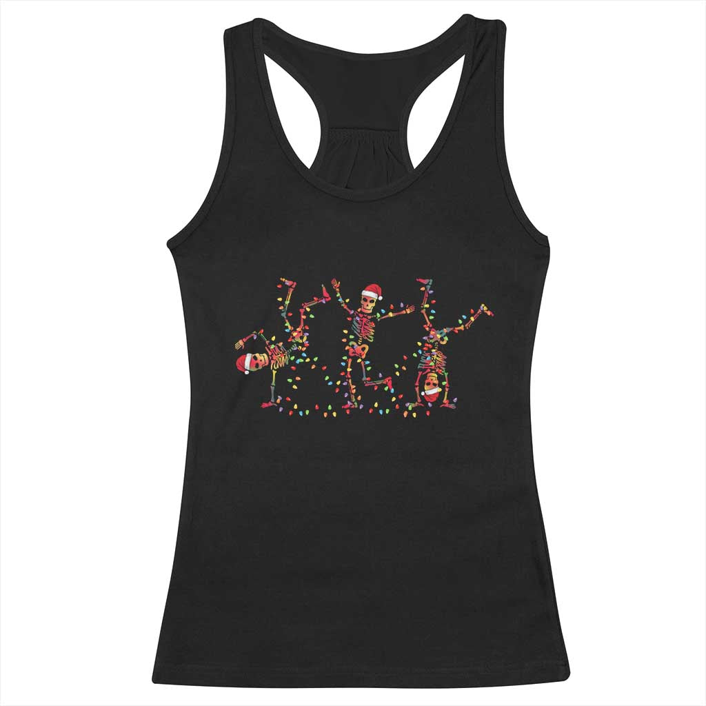 Subtle FDT Christmas Skeleton Racerback Tank Top Hidden Message Funny Political Satire Dancing Skeletons TS10 Black Print Your Wear