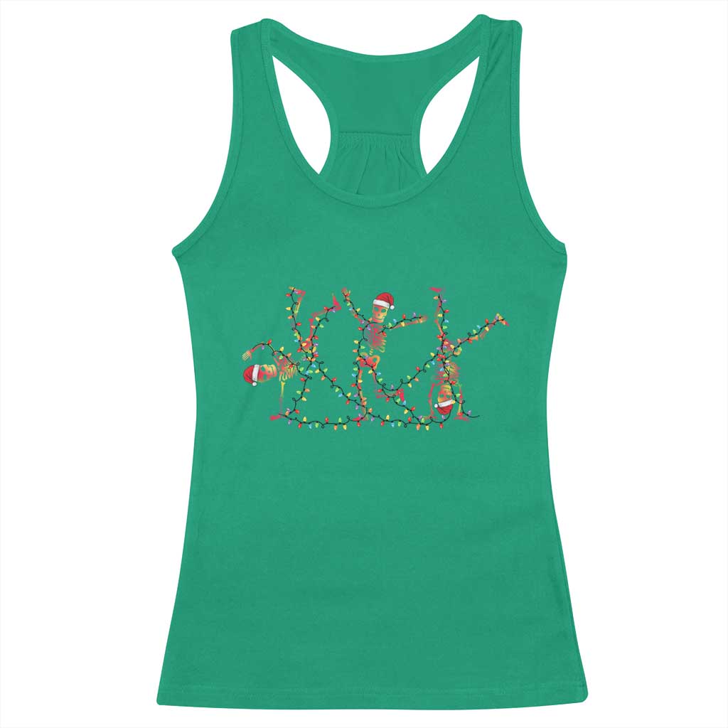 Subtle FDT Christmas Skeleton Racerback Tank Top Hidden Message Funny Political Satire Dancing Skeletons TS10 Irish Green Print Your Wear
