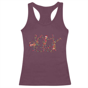 Subtle FDT Christmas Skeleton Racerback Tank Top Hidden Message Funny Political Satire Dancing Skeletons TS10 Maroon Print Your Wear