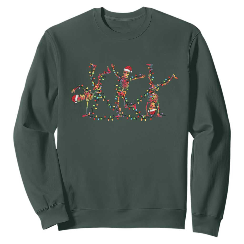Subtle FDT Christmas Skeleton Sweatshirt Hidden Message Funny Political Satire Dancing Skeletons TS10 Dark Forest Green Print Your Wear