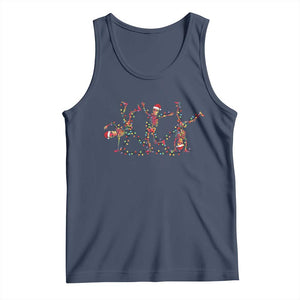 Subtle FDT Christmas Skeleton Tank Top Hidden Message Funny Political Satire Dancing Skeletons TS10 Navy Print Your Wear