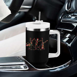 Subtle FDT Christmas Skeleton Tumbler With Handle Hidden Message Funny Political Satire Dancing Skeletons TS10 Print Your Wear