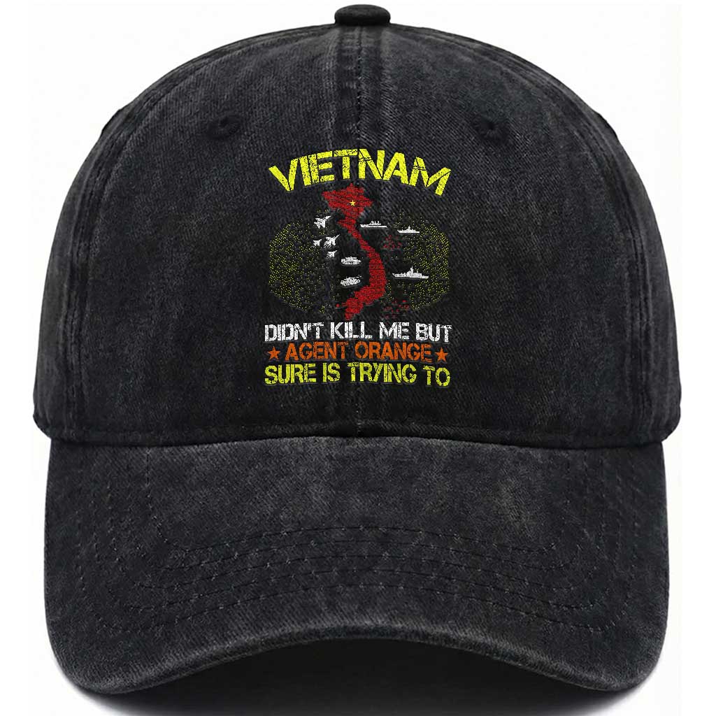 Agent Orange Dioxin Washed Cotton Baseball Cap Vietnam Veteran Vet Gifts TS10 Washed Cap Universal Fit Black Print Your Wear