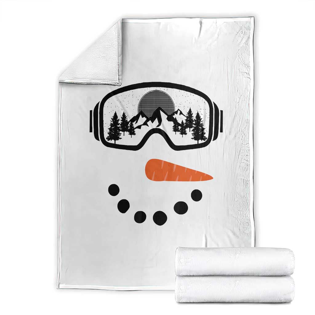 Ski Snowboard Snowman Face Throw Blanket Goggles Skiing Snow Ski Lover Skier TS10 White Print Your Wear