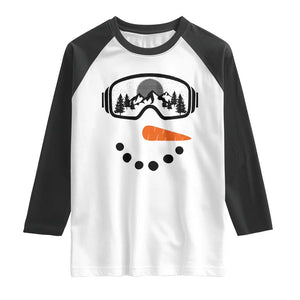 Ski Snowboard Snowman Face Raglan Shirt Goggles Skiing Snow Ski Lover Skier TS10 White Black Print Your Wear