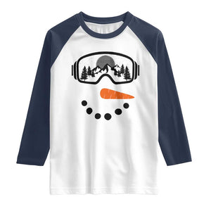 Ski Snowboard Snowman Face Raglan Shirt Goggles Skiing Snow Ski Lover Skier TS10 White Navy Print Your Wear