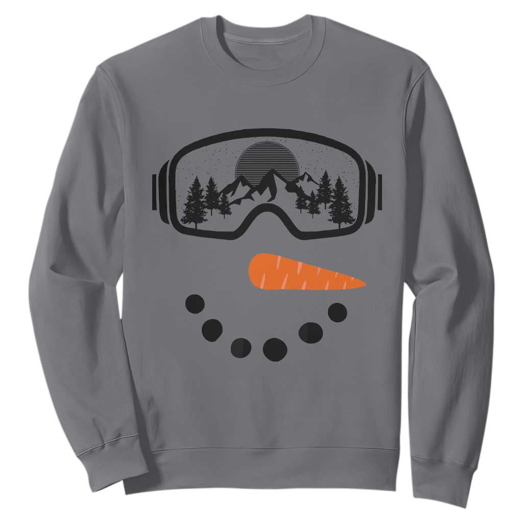 Ski Snowboard Snowman Face Sweatshirt Goggles Skiing Snow Ski Lover Skier TS10 Charcoal Print Your Wear
