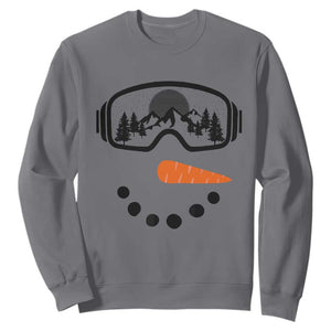 Ski Snowboard Snowman Face Sweatshirt Goggles Skiing Snow Ski Lover Skier TS10 Charcoal Print Your Wear