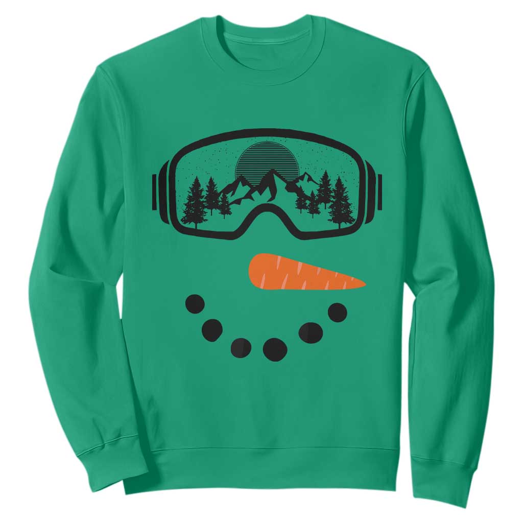 Ski Snowboard Snowman Face Sweatshirt Goggles Skiing Snow Ski Lover Skier TS10 Irish Green Print Your Wear