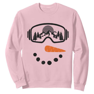 Ski Snowboard Snowman Face Sweatshirt Goggles Skiing Snow Ski Lover Skier TS10 Light Pink Print Your Wear