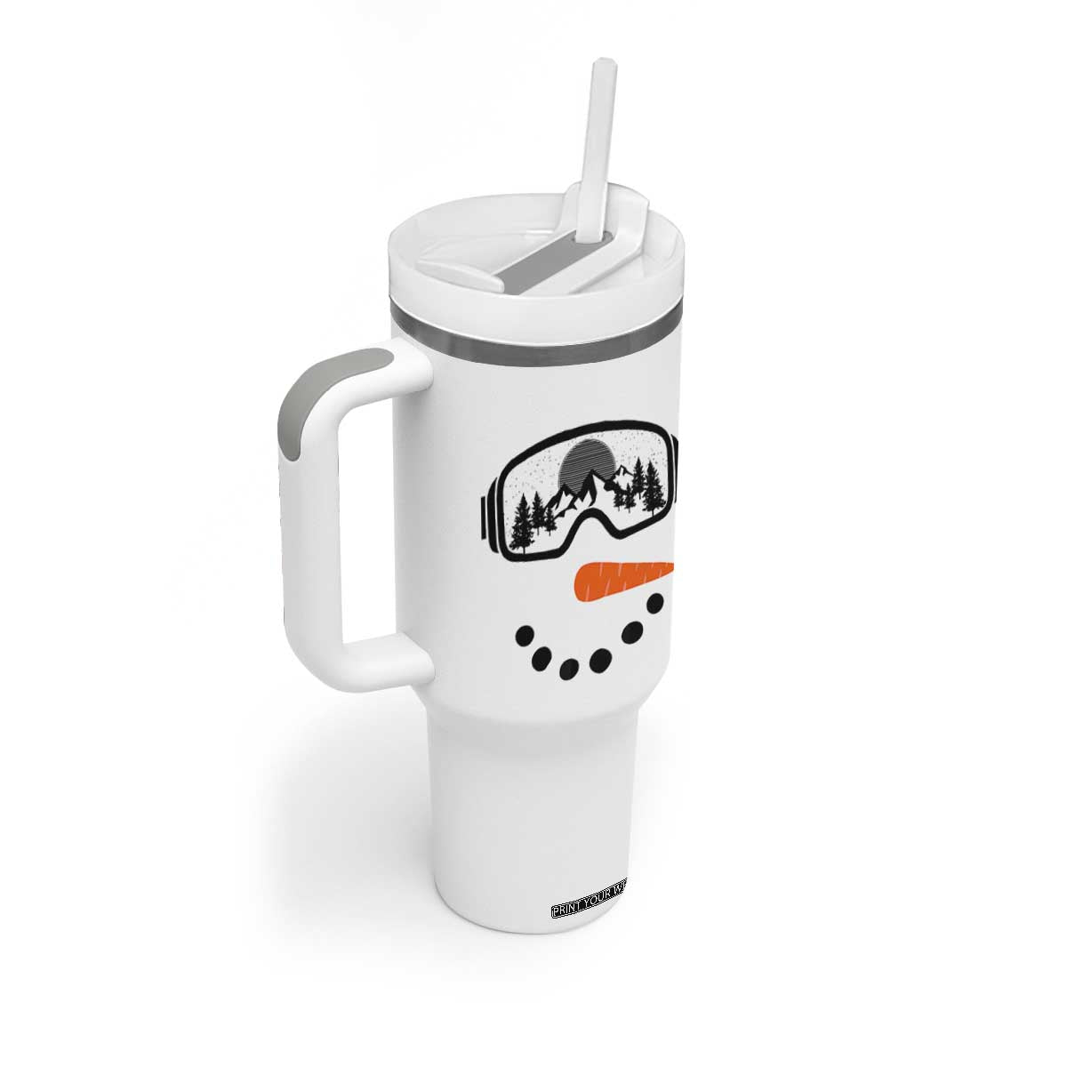 Ski Snowboard Snowman Face Tumbler With Handle Goggles Skiing Snow Ski Lover Skier TS10 Print Your Wear