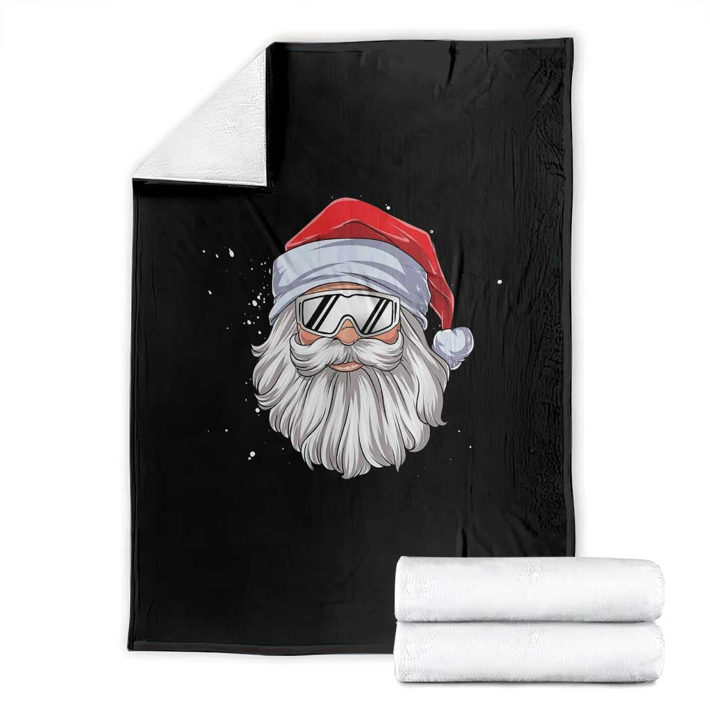 Skiing Santa Face Christmas Throw Blanket Retro Ski Goggles Winter Sports Skiing Gift Snowboard TS10 Black Print Your Wear