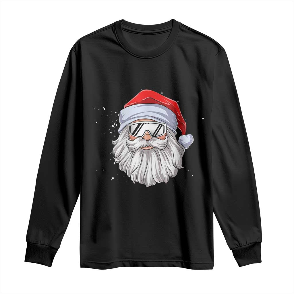 Skiing Santa Face Christmas Long Sleeve Shirt Retro Ski Goggles Winter Sports Skiing Gift Snowboard TS10 Black Print Your Wear