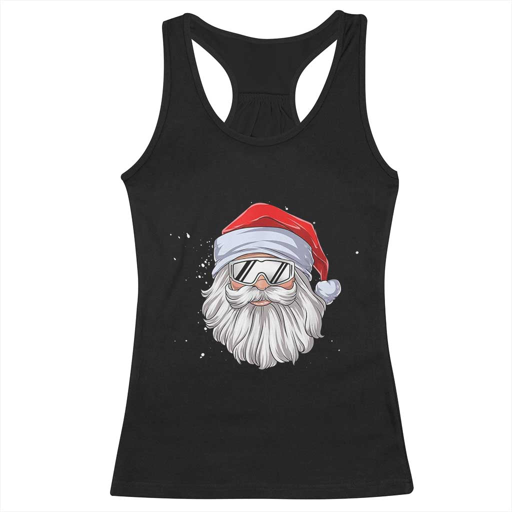 Skiing Santa Face Christmas Racerback Tank Top Retro Ski Goggles Winter Sports Skiing Gift Snowboard TS10 Black Print Your Wear