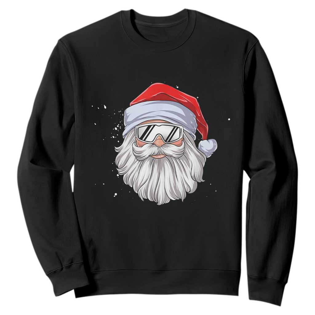 Skiing Santa Face Christmas Sweatshirt Retro Ski Goggles Winter Sports Skiing Gift Snowboard TS10 Black Print Your Wear
