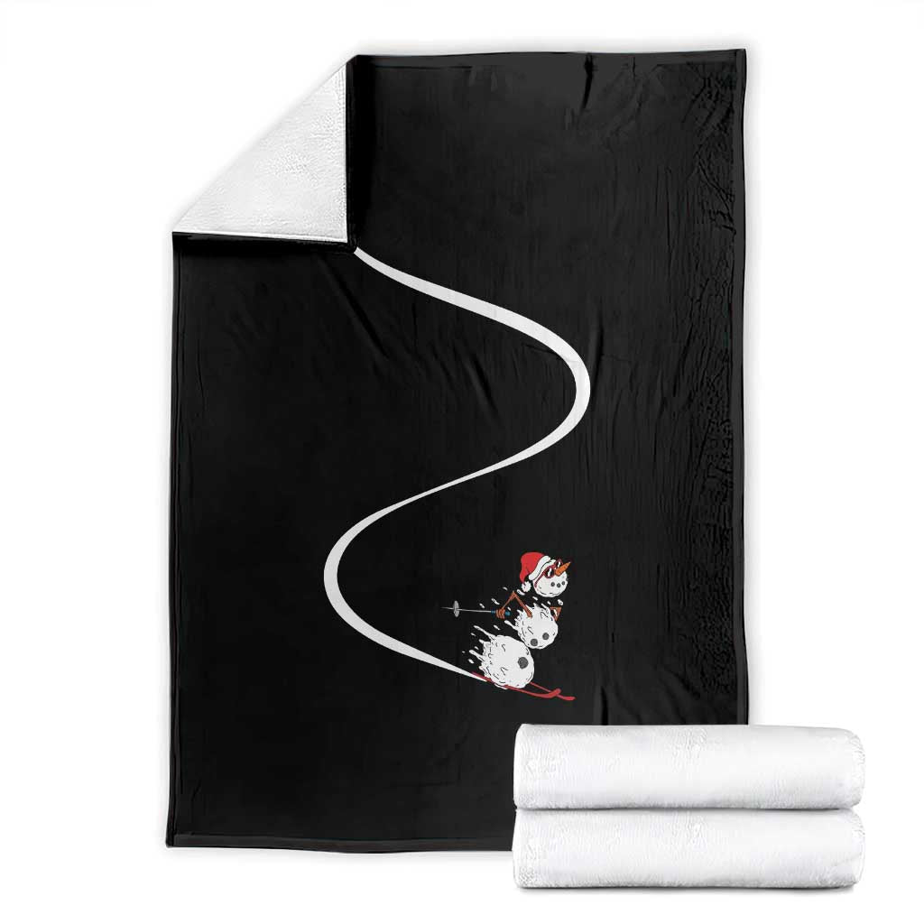 Skiing Snowman Throw Blanket Funny Ski Freeride Freeski Winter Sports Skiers TS10 Black Print Your Wear