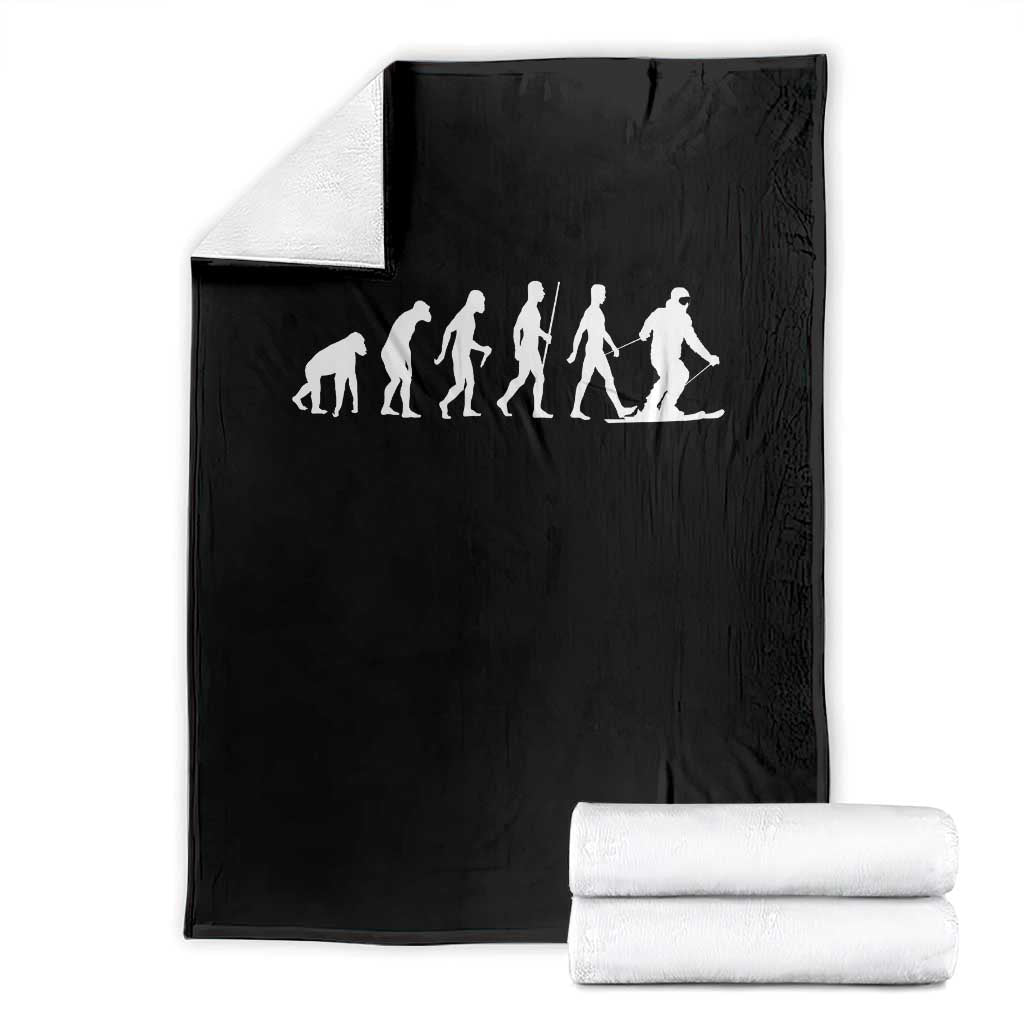 Ski Evolution Throw Blanket Funny Skiing Lover Skiers TS10 Black Print Your Wear