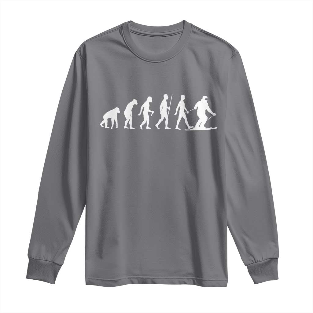 Ski Evolution Long Sleeve Shirt Funny Skiing Lover Skiers TS10 Charcoal Print Your Wear