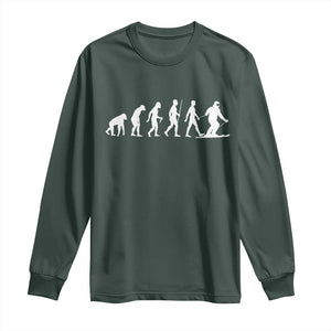 Ski Evolution Long Sleeve Shirt Funny Skiing Lover Skiers TS10 Dark Forest Green Print Your Wear