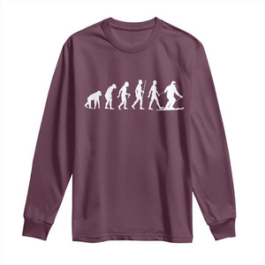 Ski Evolution Long Sleeve Shirt Funny Skiing Lover Skiers TS10 Maroon Print Your Wear