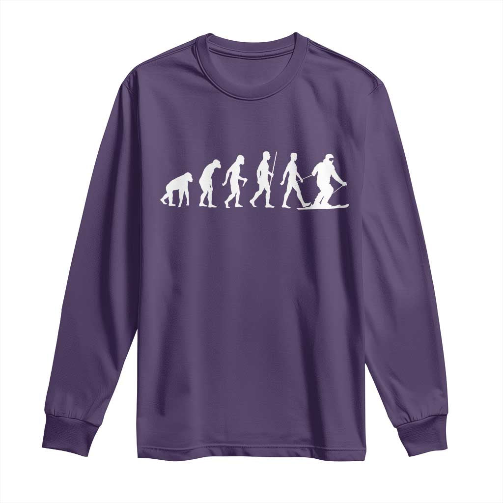 Ski Evolution Long Sleeve Shirt Funny Skiing Lover Skiers TS10 Purple Print Your Wear