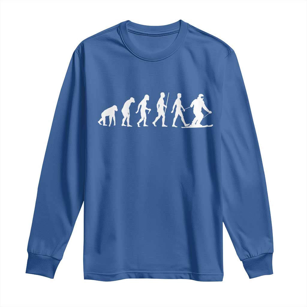 Ski Evolution Long Sleeve Shirt Funny Skiing Lover Skiers TS10 Royal Blue Print Your Wear