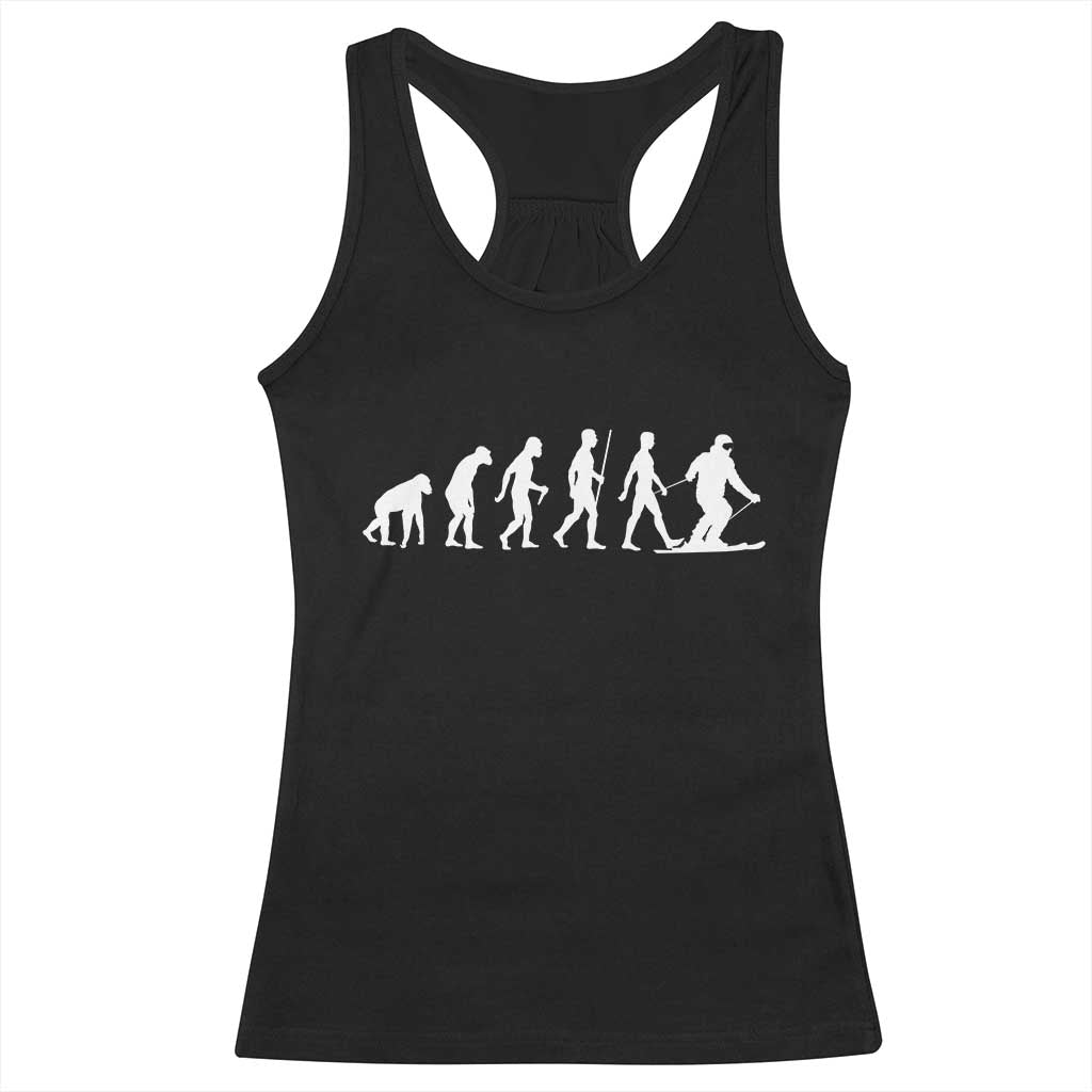 Ski Evolution Racerback Tank Top Funny Skiing Lover Skiers TS10 Black Print Your Wear