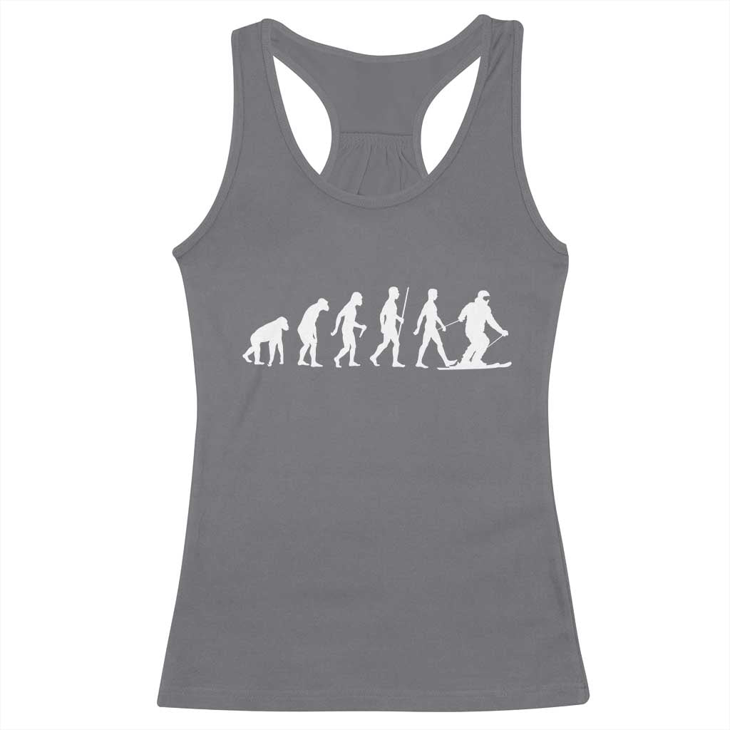 Ski Evolution Racerback Tank Top Funny Skiing Lover Skiers TS10 Charcoal Print Your Wear