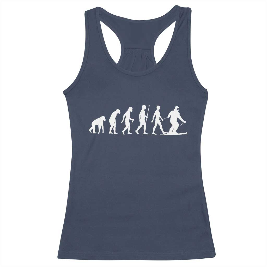 Ski Evolution Racerback Tank Top Funny Skiing Lover Skiers TS10 Navy Print Your Wear