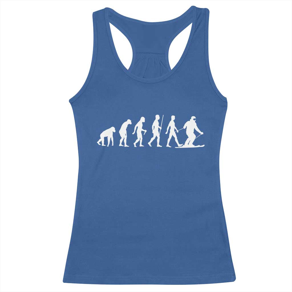 Ski Evolution Racerback Tank Top Funny Skiing Lover Skiers TS10 Royal Blue Print Your Wear