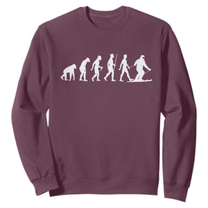 Ski Evolution Sweatshirt Funny Skiing Lover Skiers TS10 Maroon Print Your Wear