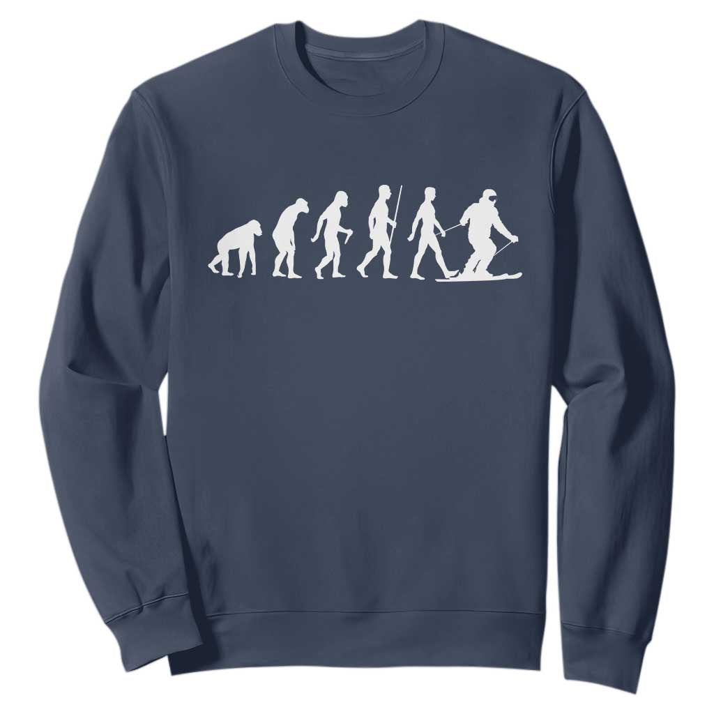 Ski Evolution Sweatshirt Funny Skiing Lover Skiers TS10 Navy Print Your Wear