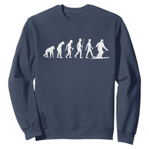 Ski Evolution Sweatshirt Funny Skiing Lover Skiers TS10 Navy Print Your Wear