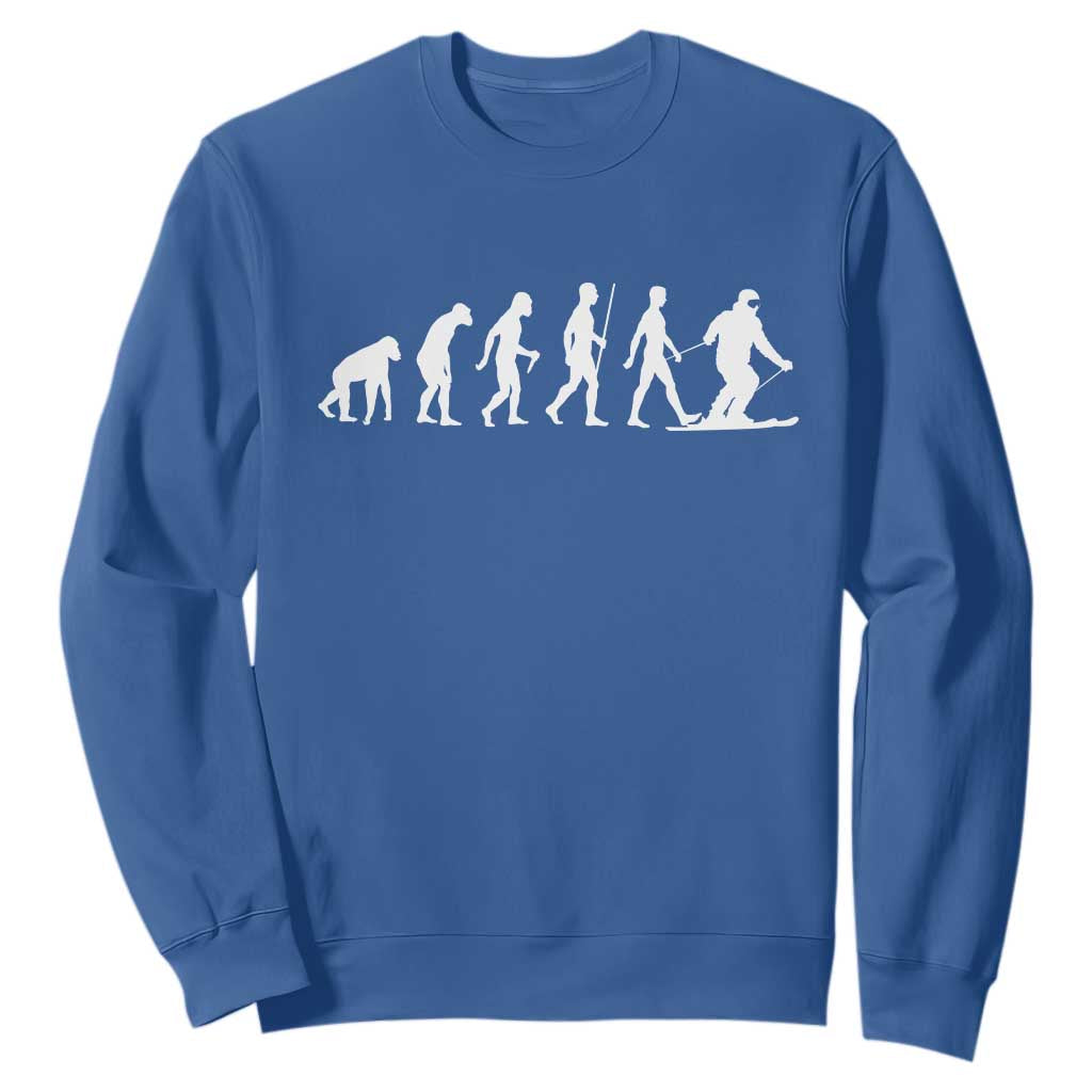 Ski Evolution Sweatshirt Funny Skiing Lover Skiers TS10 Royal Blue Print Your Wear