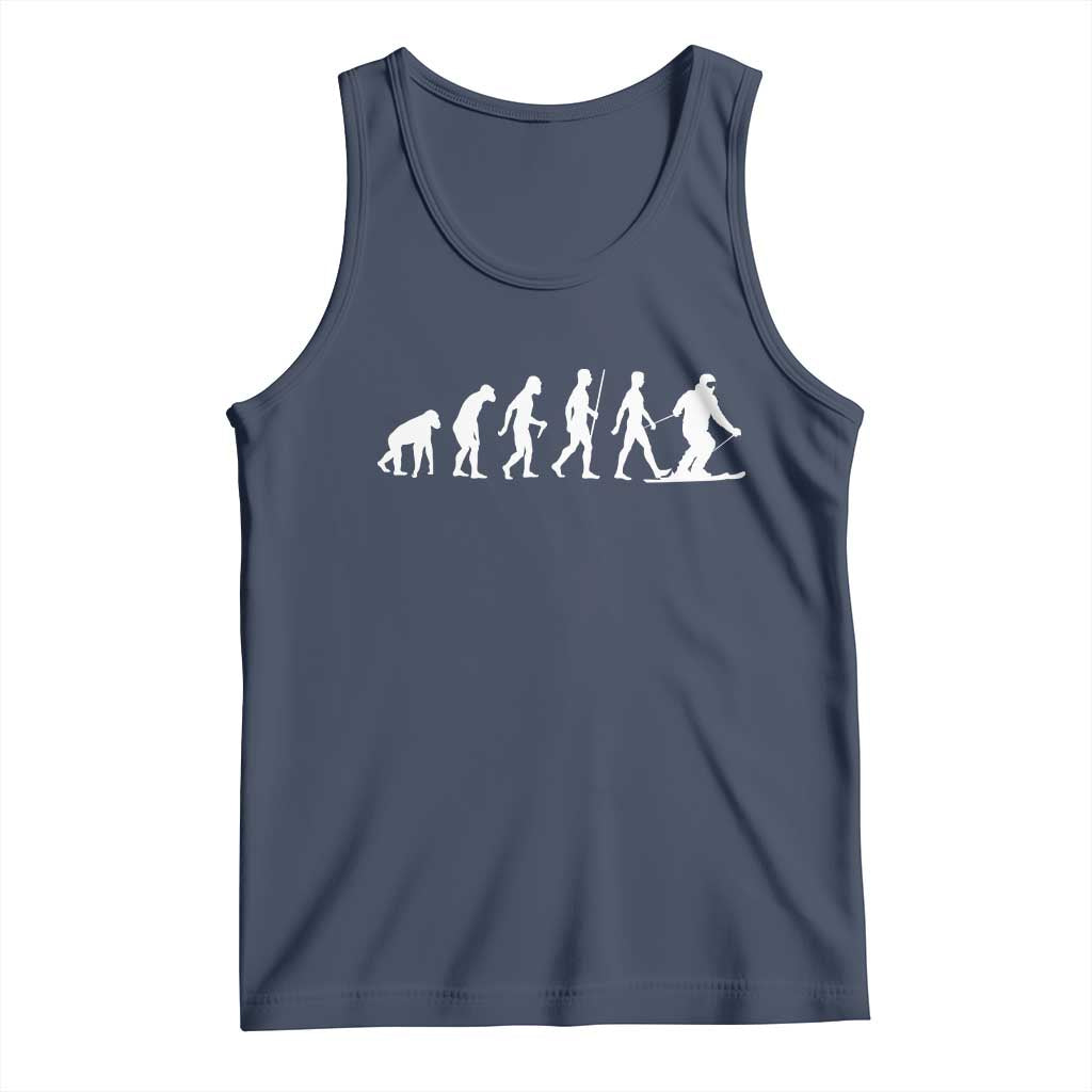 Ski Evolution Tank Top Funny Skiing Lover Skiers TS10 Navy Print Your Wear