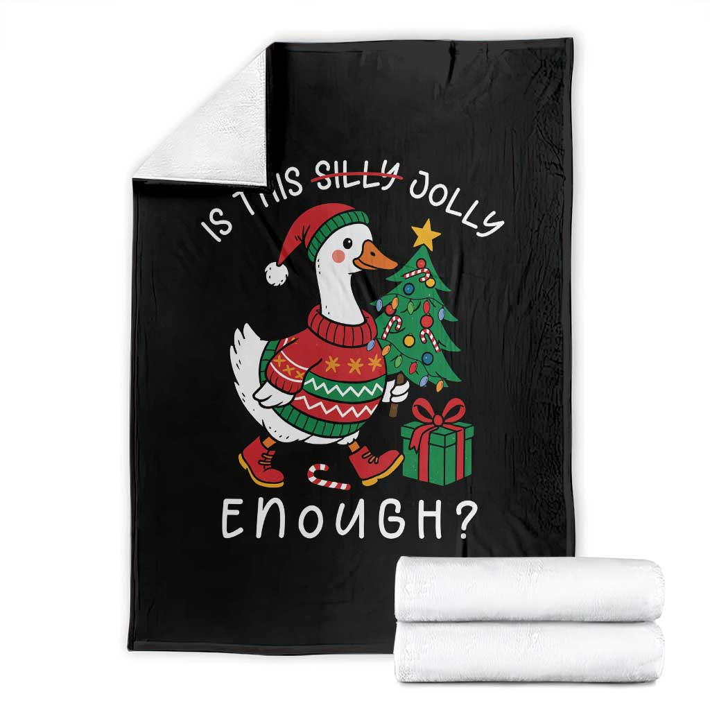Funny Goose Christmas Throw Blanket Is This Jolly Enough Cute Xmas Duck TS10 Black Print Your Wear